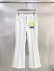 Designer Tailored Flare Trousers with Pocket Embroidery (Wine/White) - 1