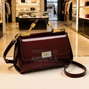 Kyakyawar Jakar Hannu Mai Tsarin Burgundy da Bakin Jaka