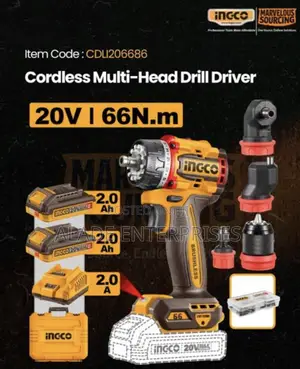 Ingco 20V Cordless Multi-Head Drill Driver 66Nm