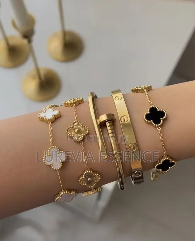 Layered Gold Bracelet Stack - 1