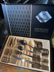 24pcs Luxury Stainless Steel Cutlery Set - Silver Textured Handle - 2