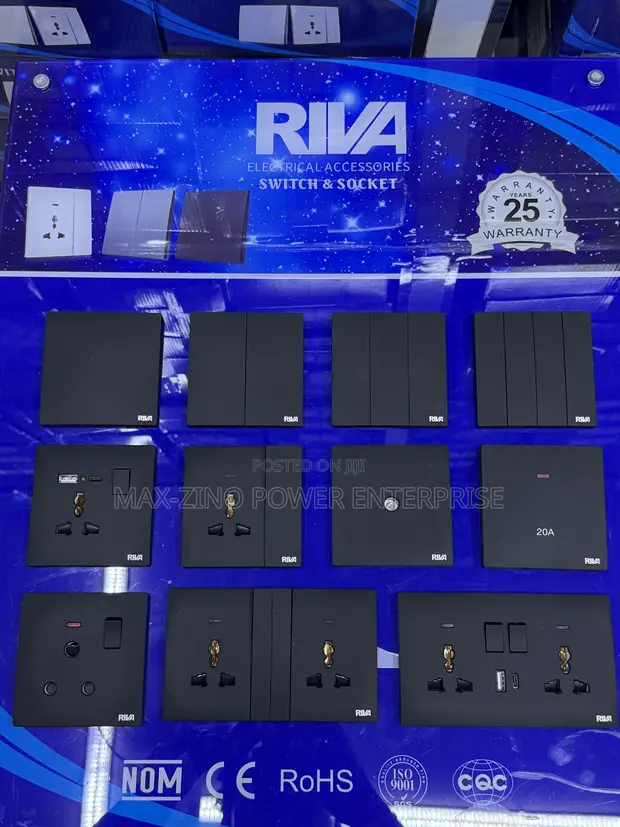 RIVA Electric Switches and Sockets - Black - 1