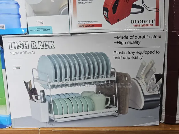 2-Tier Stainless Steel Dish Rack with Drain Board - 1