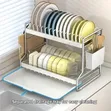 2-Tier Stainless Steel Dish Rack with Drain Board - 4