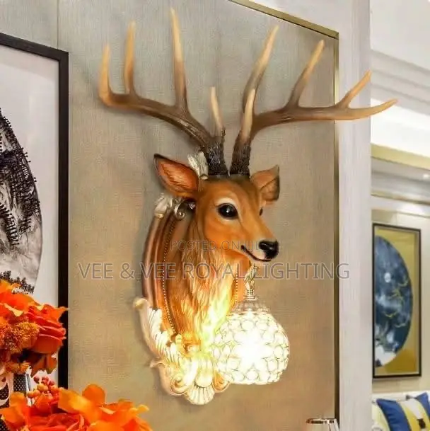 Elegant Deer Head Gold Decorative Wall Sconce - 1