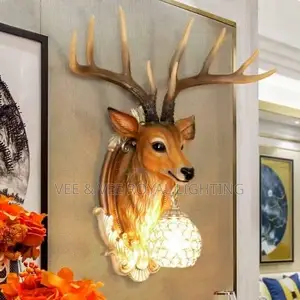 Elegant Deer Head Gold Decorative Wall Sconce