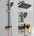 3-in-1 Rainfall Shower Mixer Set - Black Gold - 2