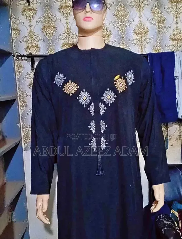 Black Embroidered Men's Jallabiya - Quality Design (L/XL) - 1