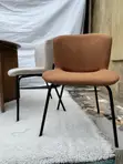 Modern Textured Fabric Accent Dining Chair with Black Metal Legs - 1