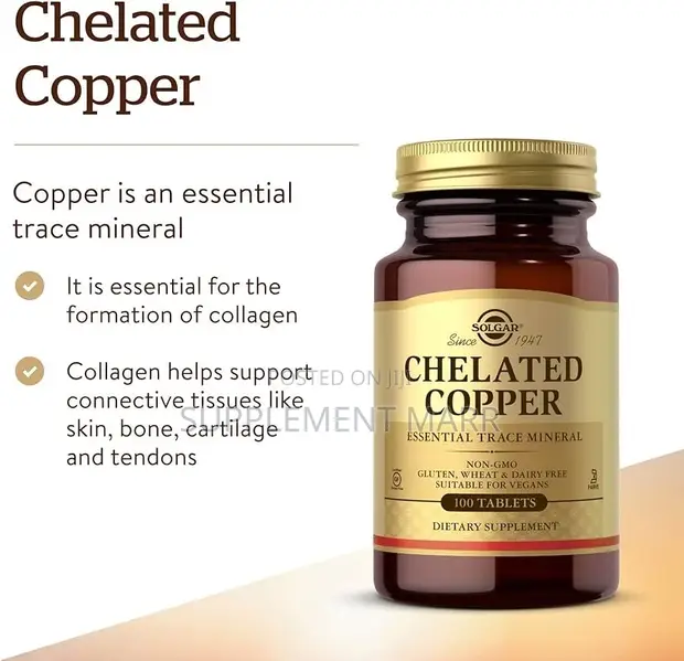 Solgar Chelated Copper - Essential Trace Mineral (100 Tablets) - 1
