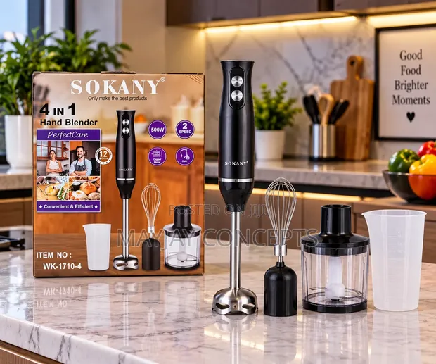 Sokany 500W 4-in-1 Hand Blender with Chopper & Whisk - 1