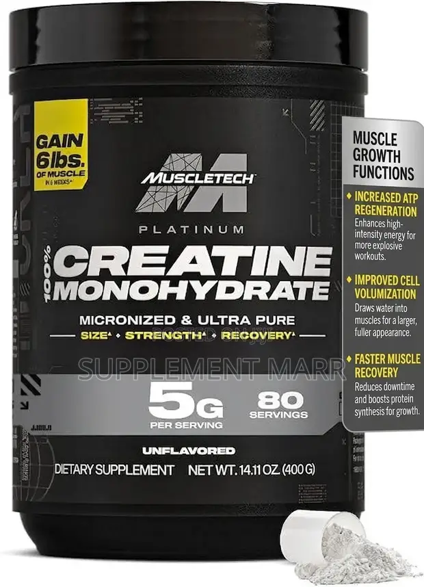 100% Micronised Creatine Monohydrate 400G Powder - 80 Servings - 1