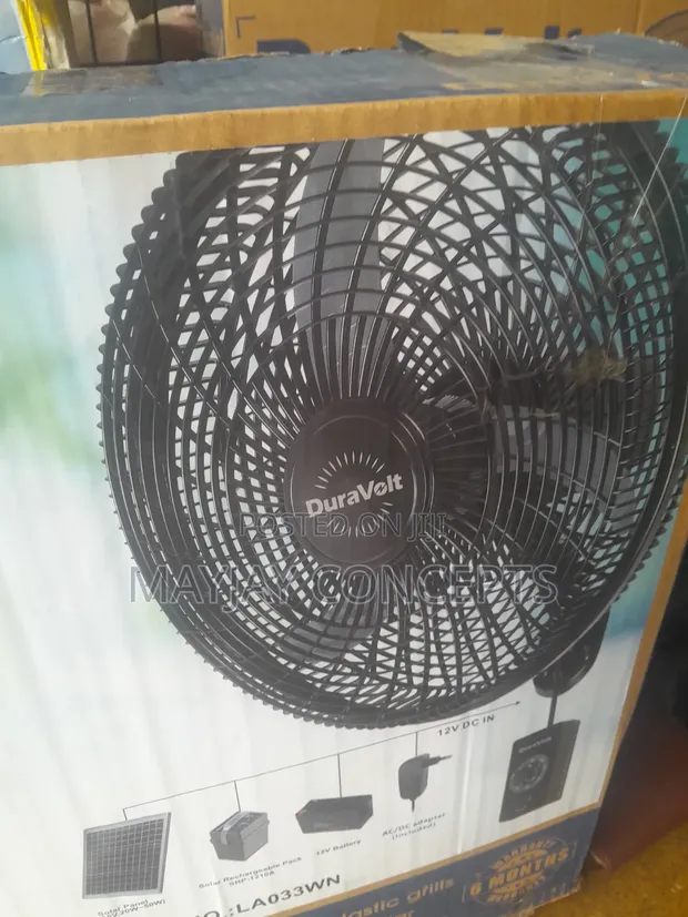 Duravolt 18" AC/DC Solar Wall Fan - Auto Swing - 1