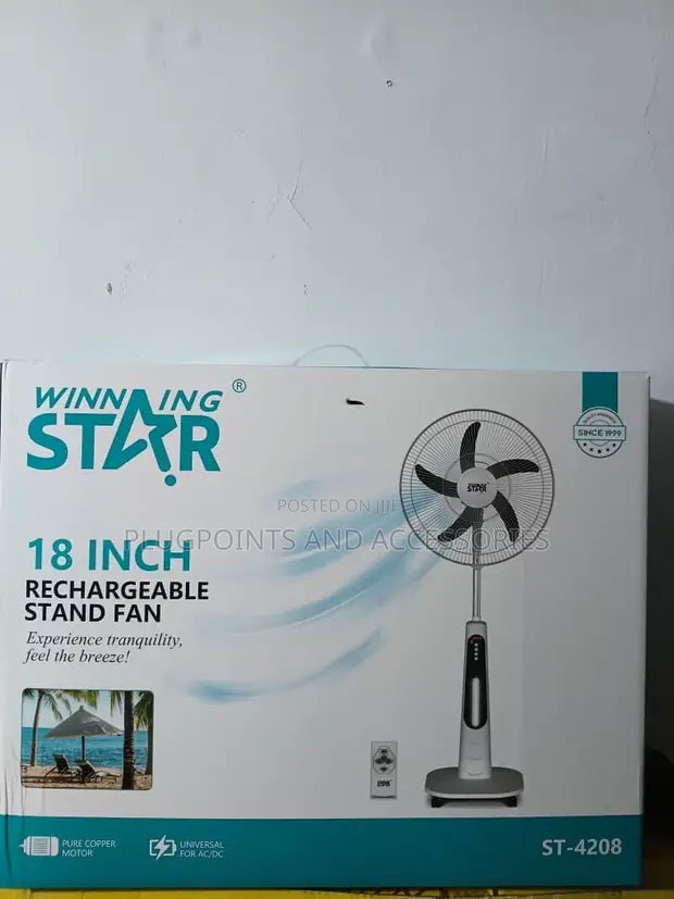 Winning Star 18" Rechargeable Fan with Pure Copper Motor - 1