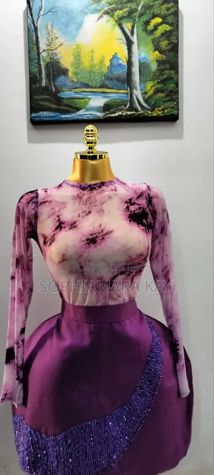Sophiamara Mesh Top & Mikado Beaded Skirt Set