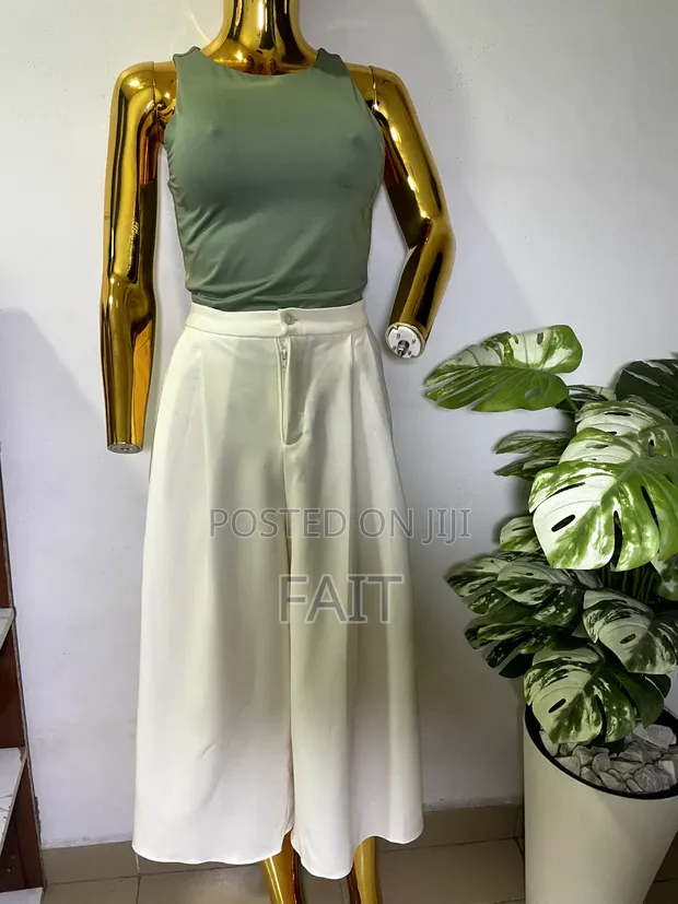 Three Quarter Length Flare Trousers - 1