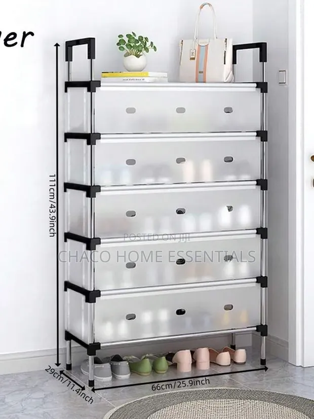 6-Tier Space Saving Shoe Cabinet with Transparent Covers - 1