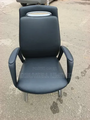 Black Leather Office Visitor/Conference Chair with Chrome Handle