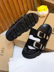 Zara Double Strap Slides - Black - 1