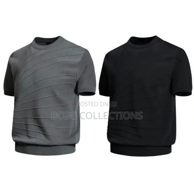 Designer Textured Short-Sleeve Knit T-Shirt - 1