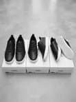 Boss Men's Black Leather Low Top Sneakers - 3