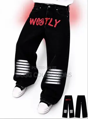 WOSTLY Designer Graphic Baggy Streetwear Denim Jeans