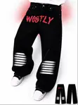 WOSTLY Designer Graphic Baggy Streetwear Denim Jeans - 1