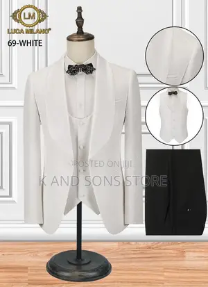 Luca Milano Classic Suit - Fararen Namiji