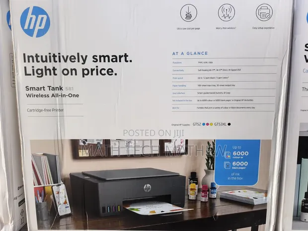 HP Smart Tank 581 Injin Bugun Mashi Mara Wayar Hannu 3-in-1 - 1