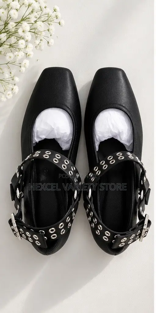 Original Black Leather Flat Shoes - Women's Size 8.5 - 1