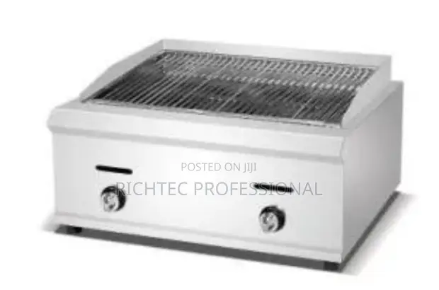 Commercial Gas Lava Rock Chargrill - Double Burner Stainless Steel - 1
