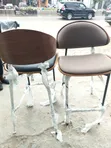 Executive Modern High Bar Stool with Leather Seat - 1
