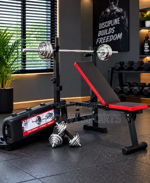Folding Weight Bench with 50kg Adjustable Chrome Dumbbells