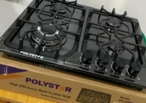 Brand New Polystar 4-Burner Gas Cooker - Stainless Black
