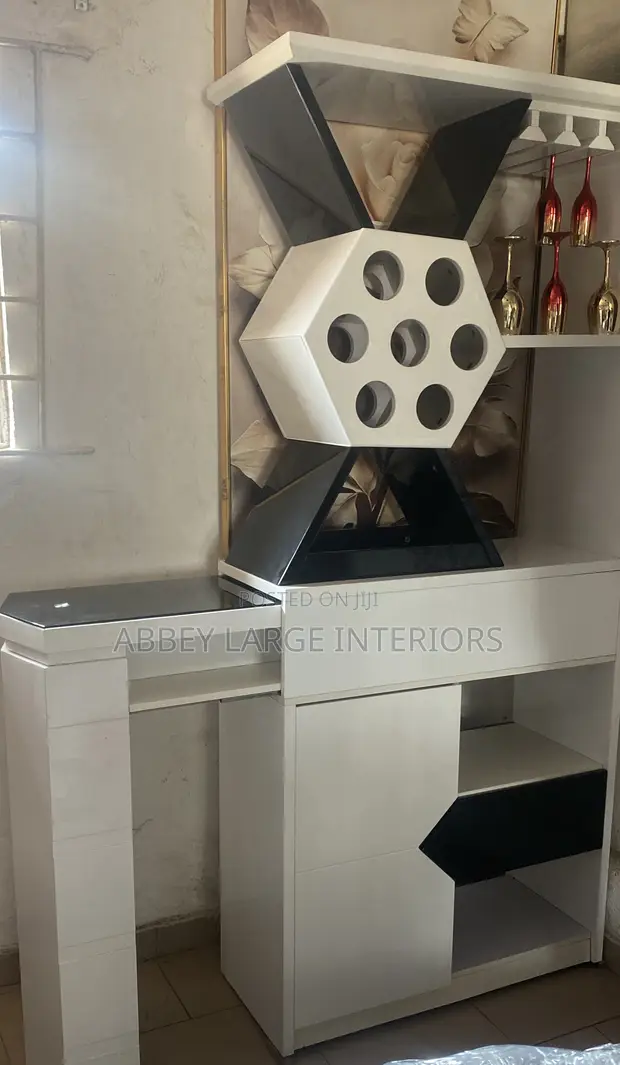 Contemporary High Gloss White Bar - 2 Tier - 1
