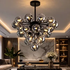 Black Multi-Globe Cluster Chandelier