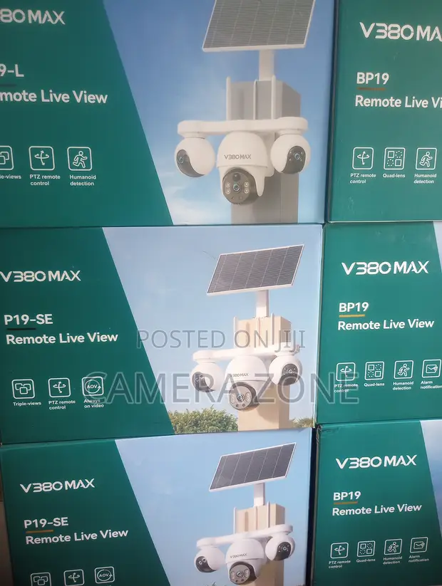 V380 MAX Solar PTZ BP19-SE Kamara ta Waje ta CCTV (3 Lenses) - 1