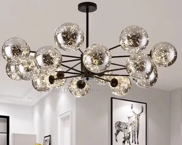 Modern Starry Glass Chandelier - Black Frame - 1