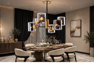 Black & Gold Cylinder Chandelier