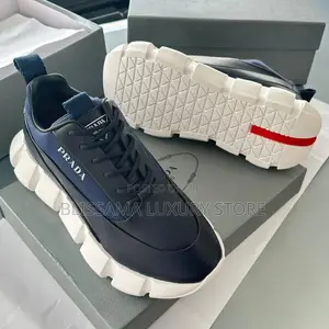 Prada Premium Men's Lace-Up Sneakers - Blue