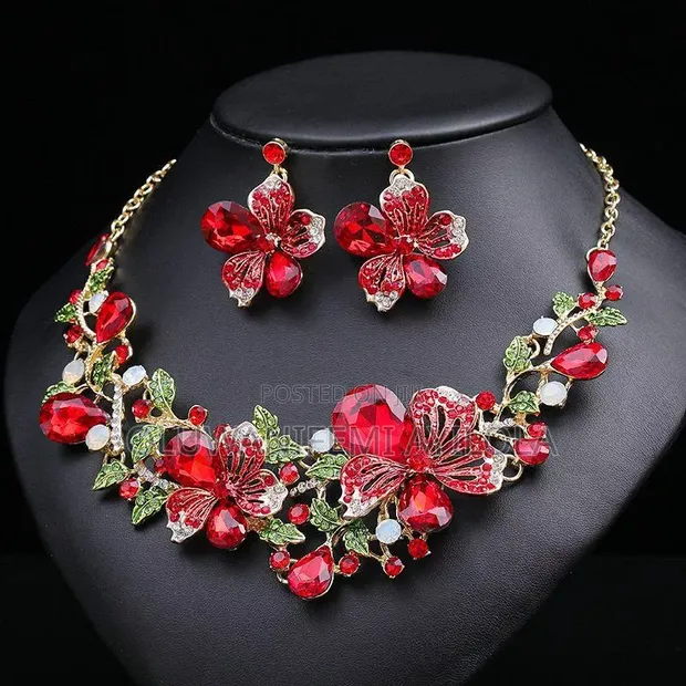 Stone Necklace and Earrings Set - 1