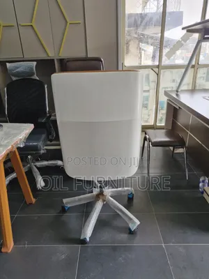High-Back Ergonomic Executive Office Chair - Orange/White Leatherette