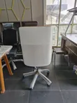 High-Back Ergonomic Executive Office Chair - Orange/White Leatherette - 2