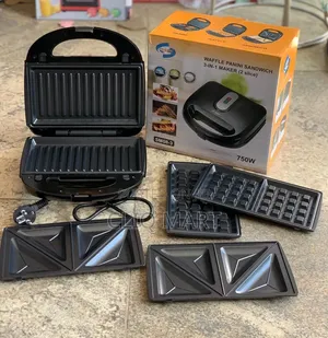 3-in-1 Sandwich Maker: Waffle, Panini Grill with Changeable Plates