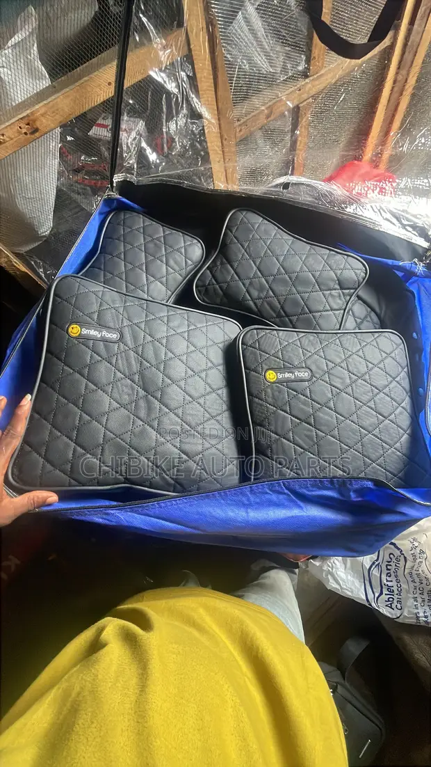 Black Smile Face Leather Seat Cover - 1