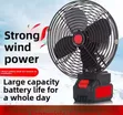 48V 8-Inch Rechargeable Fan with 2 Lithium Batteries - 2