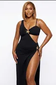 Stylish Swimdress with Side Slit - Black - 1