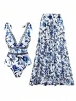 Stylish Swimdress with Side Slit - Black - 3