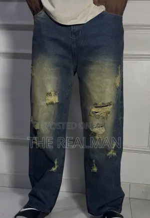 Men's Baggy Jeans - Vintage Sun-Faded Yellow Tinted