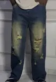 Men's Baggy Jeans - Vintage Sun-Faded Yellow Tinted - 1